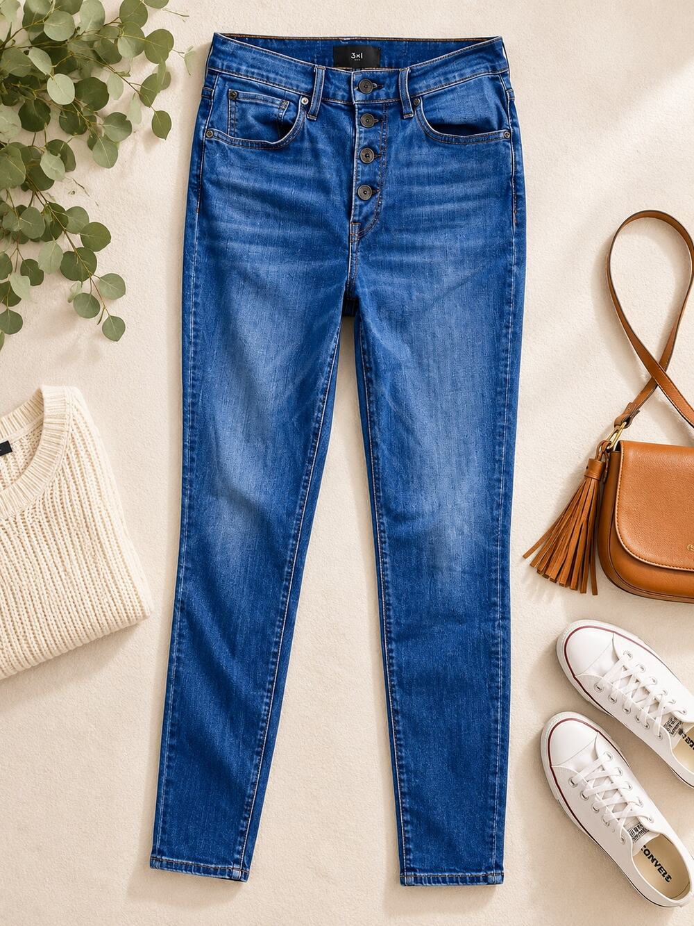 3x1 NYC Orwell 1972 Skinny Jeans Women's 28 High Rise Button Fly Blue